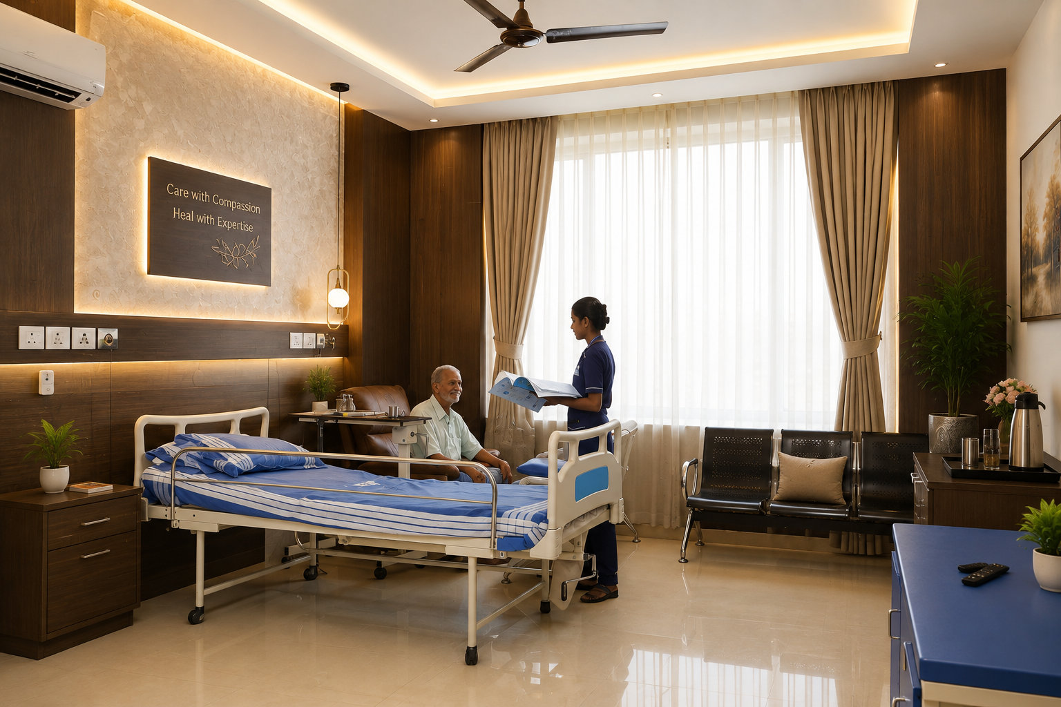 Patient deluxe room at Preetham Hospitals